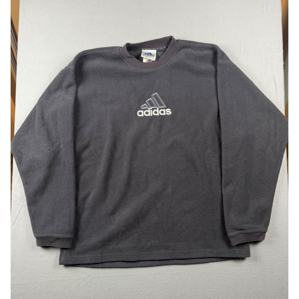 Vintage 90's Adidas Fleece Sweatshirt Mens Medium Gray Embroidered Center Logo